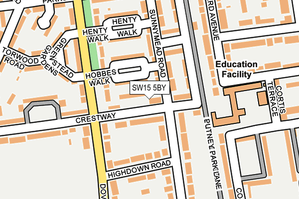 SW15 5BY map - OS OpenMap – Local (Ordnance Survey)