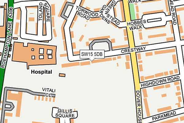 SW15 5DB map - OS OpenMap – Local (Ordnance Survey)