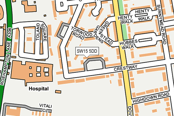 SW15 5DD map - OS OpenMap – Local (Ordnance Survey)
