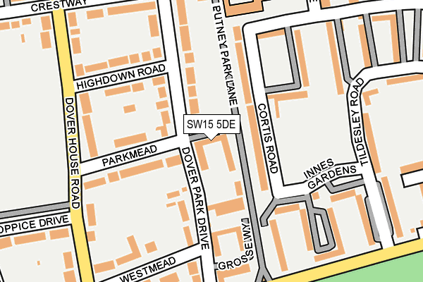 SW15 5DE map - OS OpenMap – Local (Ordnance Survey)