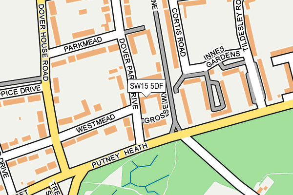 SW15 5DF map - OS OpenMap – Local (Ordnance Survey)