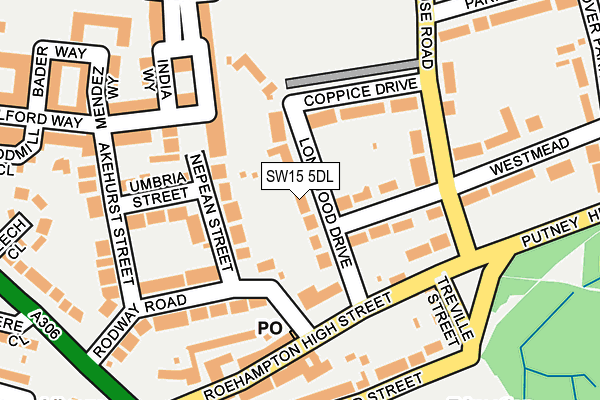 SW15 5DL map - OS OpenMap – Local (Ordnance Survey)