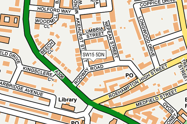 SW15 5DN map - OS OpenMap – Local (Ordnance Survey)