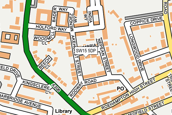 SW15 5DP map - OS OpenMap – Local (Ordnance Survey)