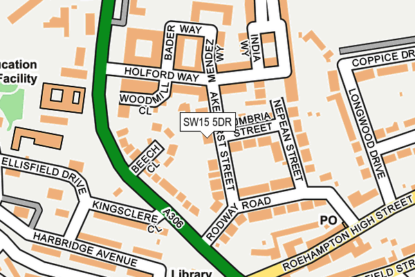 SW15 5DR map - OS OpenMap – Local (Ordnance Survey)