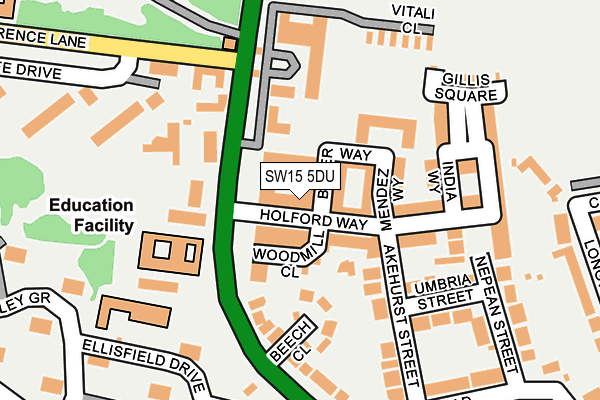 SW15 5DU map - OS OpenMap – Local (Ordnance Survey)
