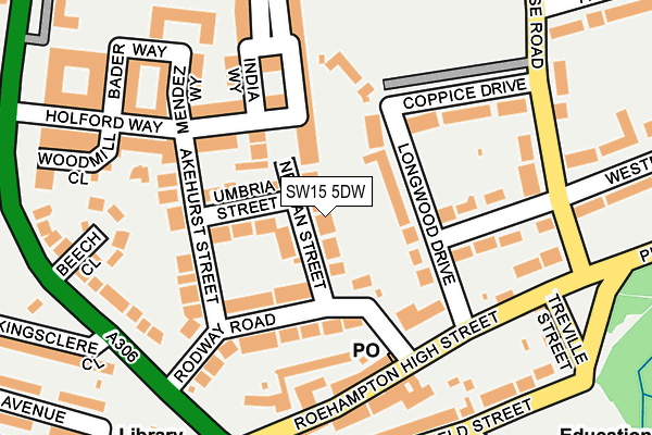 SW15 5DW map - OS OpenMap – Local (Ordnance Survey)