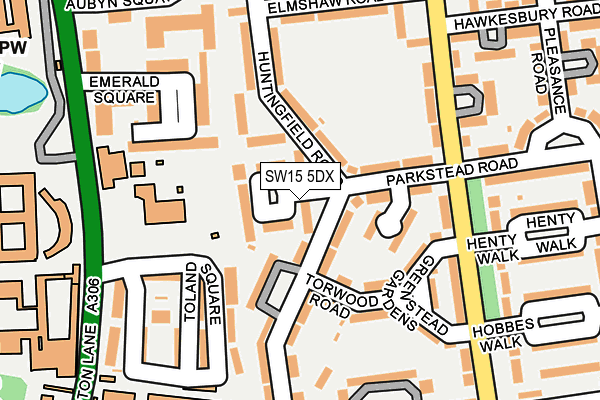 SW15 5DX map - OS OpenMap – Local (Ordnance Survey)