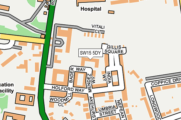 SW15 5DY map - OS OpenMap – Local (Ordnance Survey)