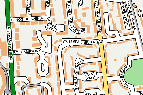 SW15 5EA map - OS OpenMap – Local (Ordnance Survey)