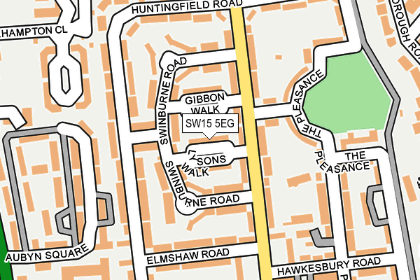 SW15 5EG map - OS OpenMap – Local (Ordnance Survey)