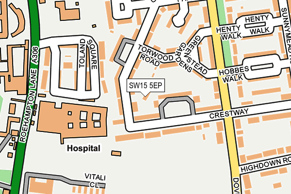 SW15 5EP map - OS OpenMap – Local (Ordnance Survey)