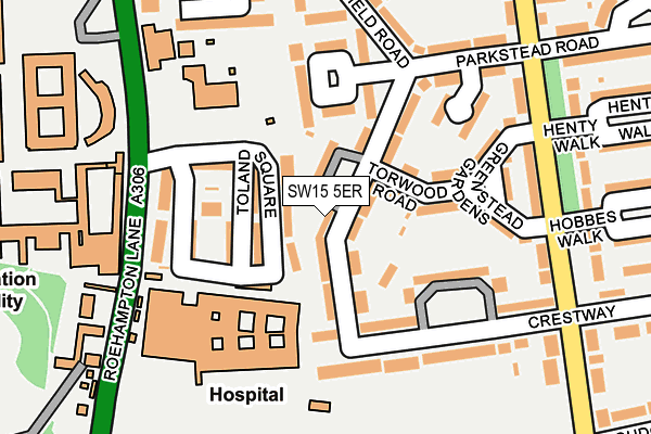 SW15 5ER map - OS OpenMap – Local (Ordnance Survey)