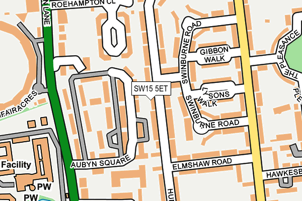 SW15 5ET map - OS OpenMap – Local (Ordnance Survey)