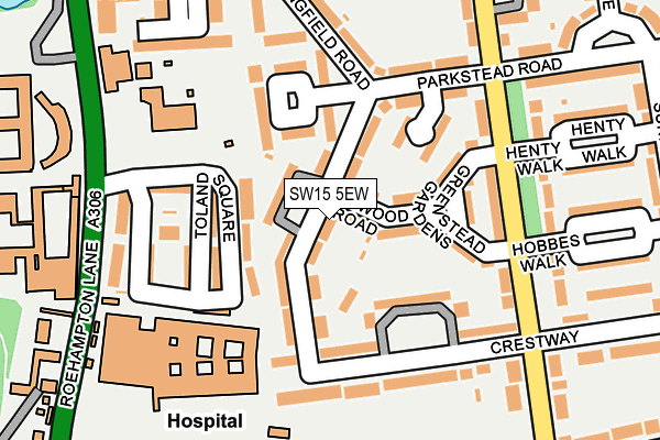 SW15 5EW map - OS OpenMap – Local (Ordnance Survey)