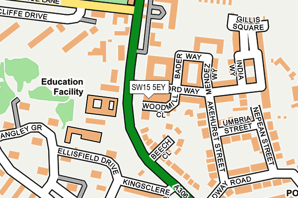 SW15 5EY map - OS OpenMap – Local (Ordnance Survey)