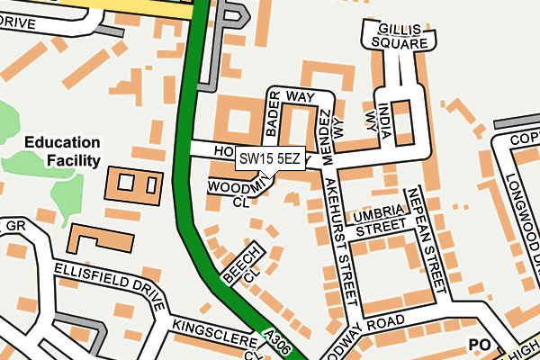 SW15 5EZ map - OS OpenMap – Local (Ordnance Survey)