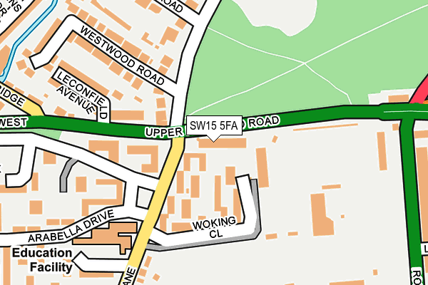 SW15 5FA map - OS OpenMap – Local (Ordnance Survey)
