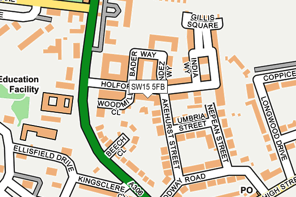 SW15 5FB map - OS OpenMap – Local (Ordnance Survey)