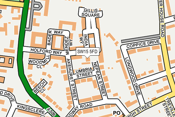 SW15 5FD map - OS OpenMap – Local (Ordnance Survey)