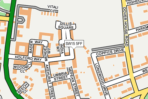 SW15 5FF map - OS OpenMap – Local (Ordnance Survey)