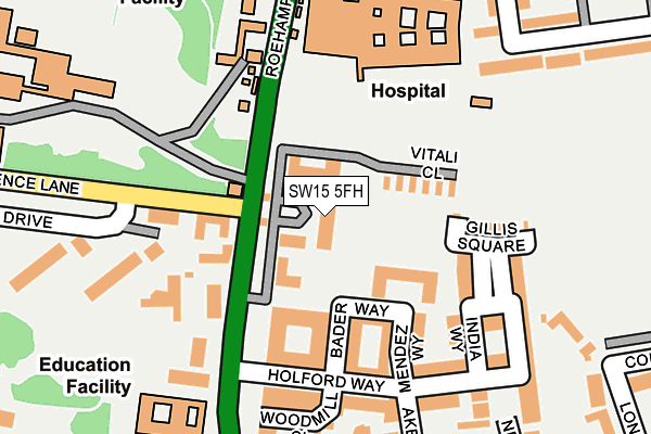 SW15 5FH map - OS OpenMap – Local (Ordnance Survey)