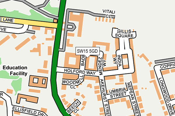 SW15 5GD map - OS OpenMap – Local (Ordnance Survey)