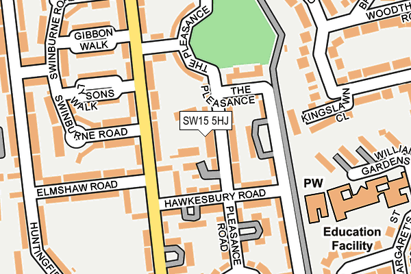 SW15 5HJ map - OS OpenMap – Local (Ordnance Survey)