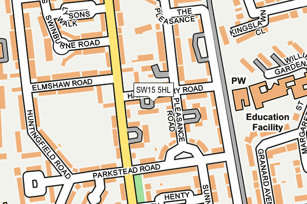 SW15 5HL map - OS OpenMap – Local (Ordnance Survey)