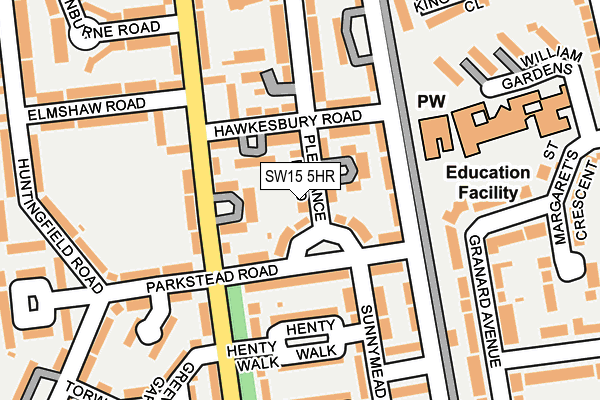 SW15 5HR map - OS OpenMap – Local (Ordnance Survey)
