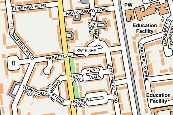 SW15 5HS map - OS OpenMap – Local (Ordnance Survey)