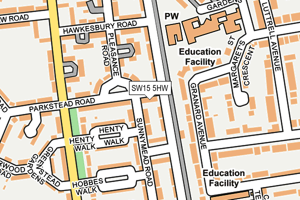 SW15 5HW map - OS OpenMap – Local (Ordnance Survey)