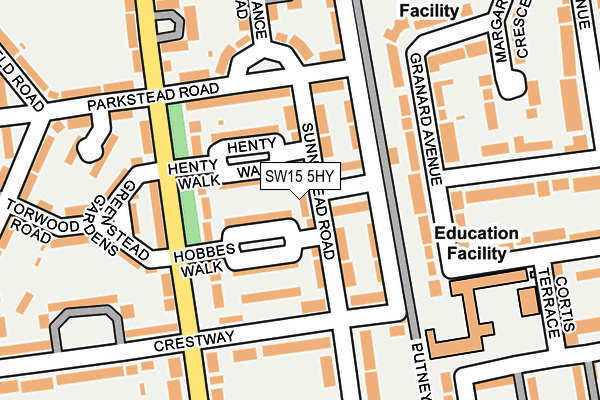 SW15 5HY map - OS OpenMap – Local (Ordnance Survey)