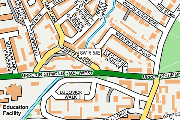 SW15 5JE map - OS OpenMap – Local (Ordnance Survey)