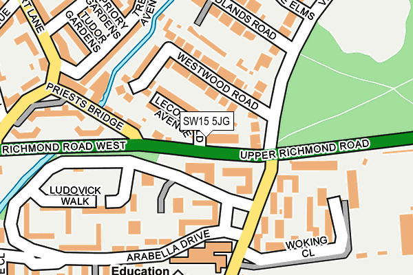 SW15 5JG map - OS OpenMap – Local (Ordnance Survey)