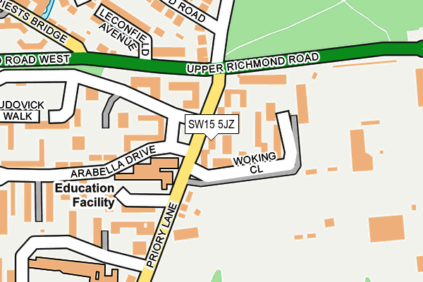 SW15 5JZ map - OS OpenMap – Local (Ordnance Survey)