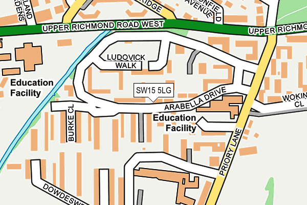 SW15 5LG map - OS OpenMap – Local (Ordnance Survey)