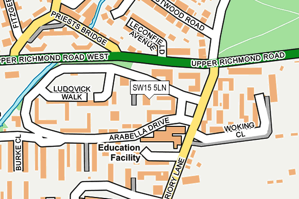 SW15 5LN map - OS OpenMap – Local (Ordnance Survey)