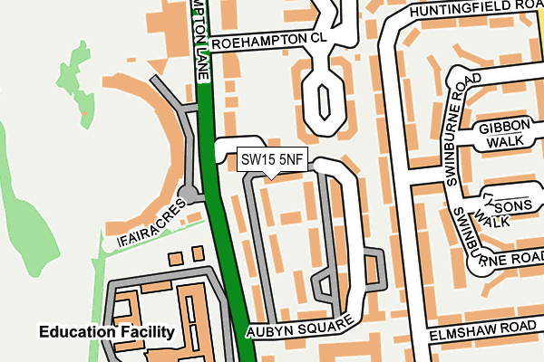 SW15 5NF map - OS OpenMap – Local (Ordnance Survey)