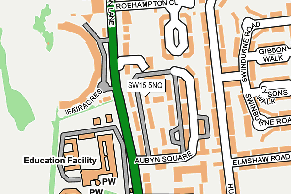 SW15 5NQ map - OS OpenMap – Local (Ordnance Survey)