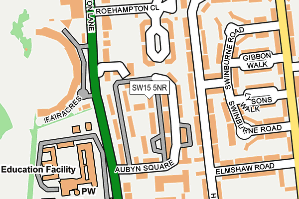 SW15 5NR map - OS OpenMap – Local (Ordnance Survey)