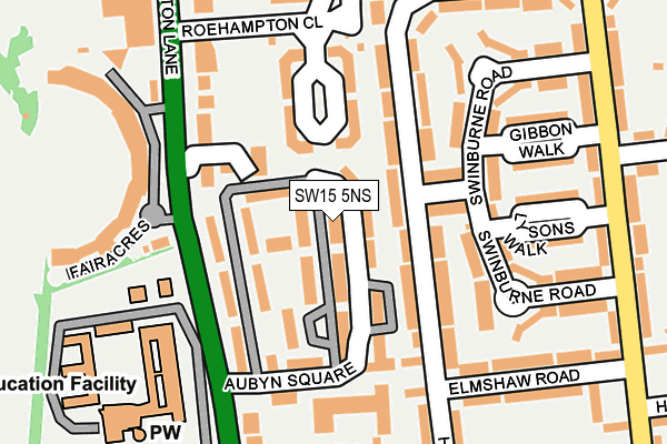 SW15 5NS map - OS OpenMap – Local (Ordnance Survey)