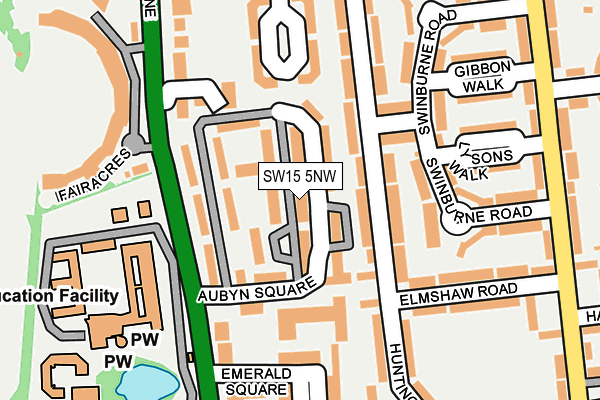 SW15 5NW map - OS OpenMap – Local (Ordnance Survey)