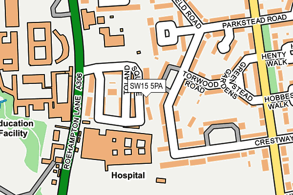 SW15 5PA map - OS OpenMap – Local (Ordnance Survey)