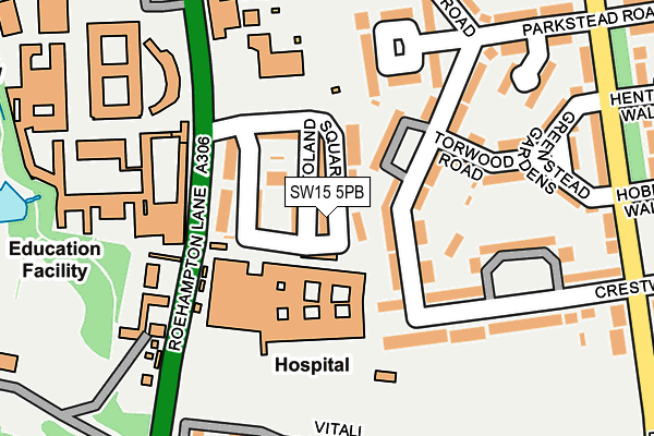 SW15 5PB map - OS OpenMap – Local (Ordnance Survey)