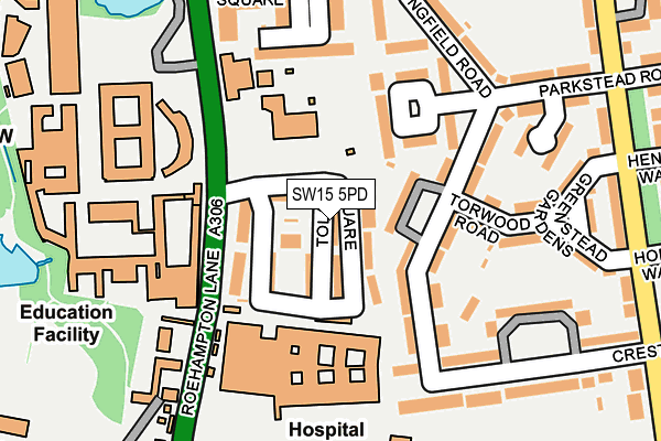 SW15 5PD map - OS OpenMap – Local (Ordnance Survey)