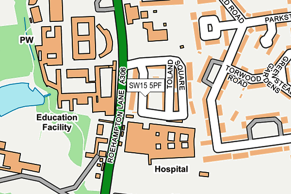SW15 5PF map - OS OpenMap – Local (Ordnance Survey)