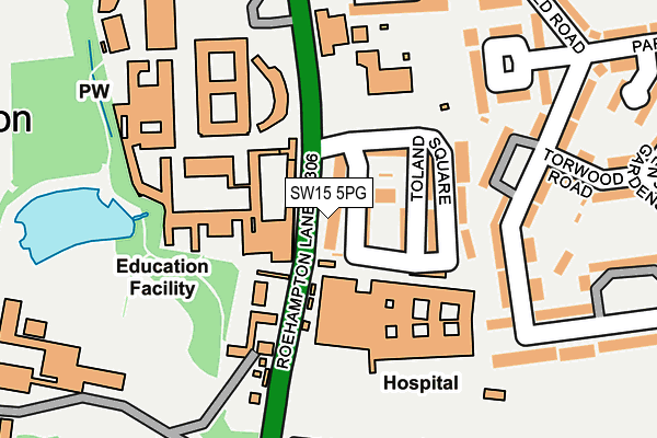 SW15 5PG map - OS OpenMap – Local (Ordnance Survey)