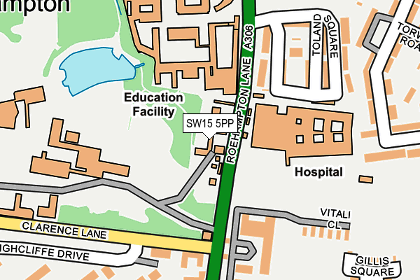 SW15 5PP map - OS OpenMap – Local (Ordnance Survey)