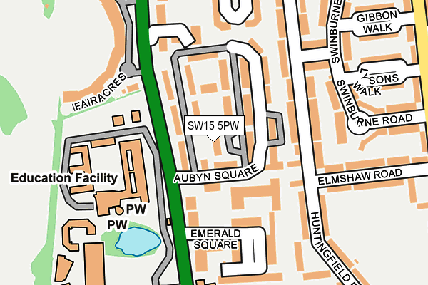 SW15 5PW map - OS OpenMap – Local (Ordnance Survey)